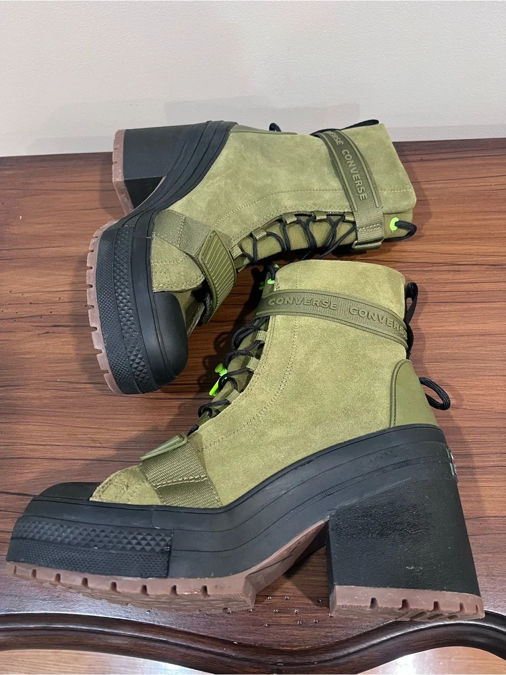 Converse Chuck Taylor All Star GR82 Platform Combat Boots Dark Moss Green 10